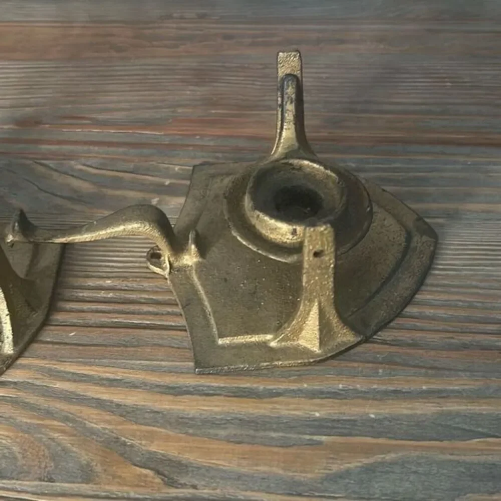Vintage cast iron candle wall‎ sconce or table candle holder antique Japan
